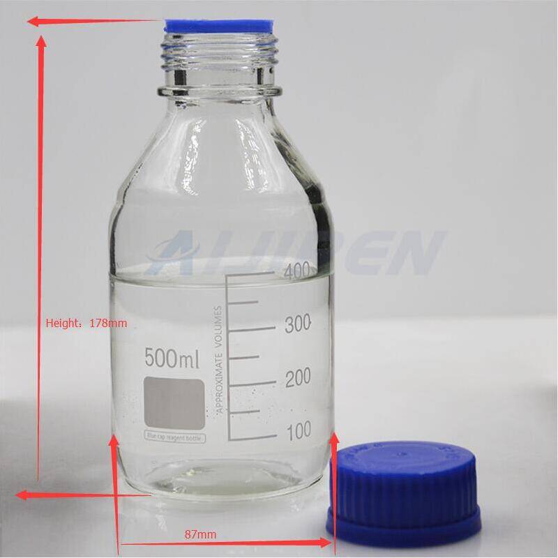 Detail of 500ml Glass Reagent Bottle with Blue Screw Cap