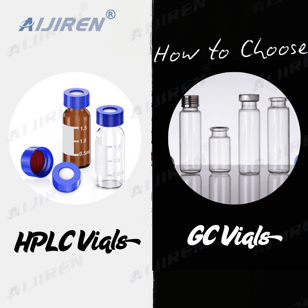 Comparative illustration of HPLC and GC sample vials in chromatographic instruments